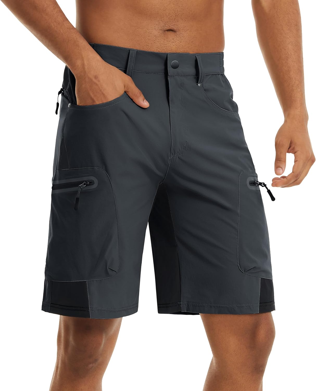 Detalle de TACVASEN Men’s 10" Hiking Cargo Shorts with Zipper Pockets (Quick-Dry Stretch)