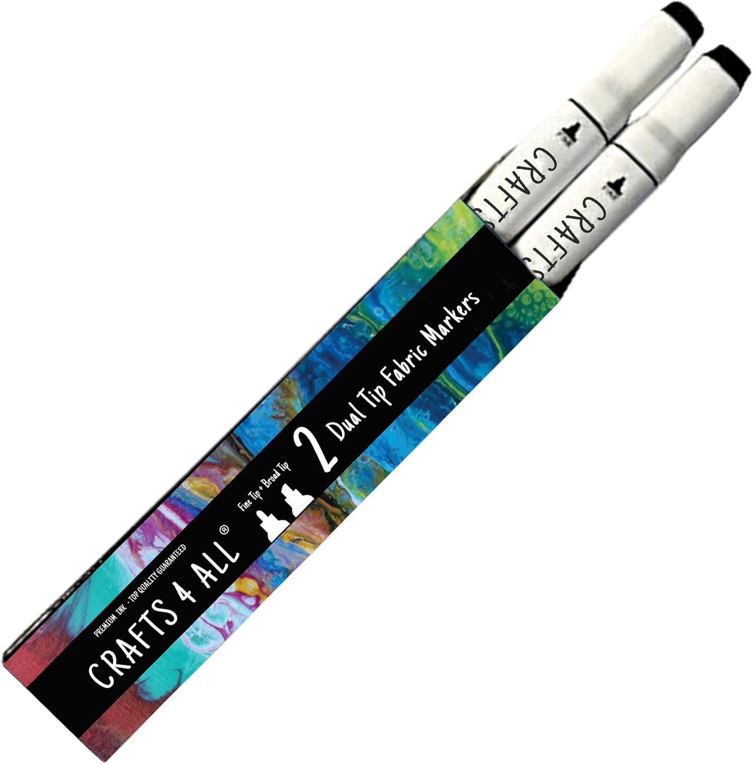 Detalle de Crafts 4 ALL Fabric Markers for Clothes (Pack of 2) – Dual Tip Permanent No-Fade Fabric Pens
