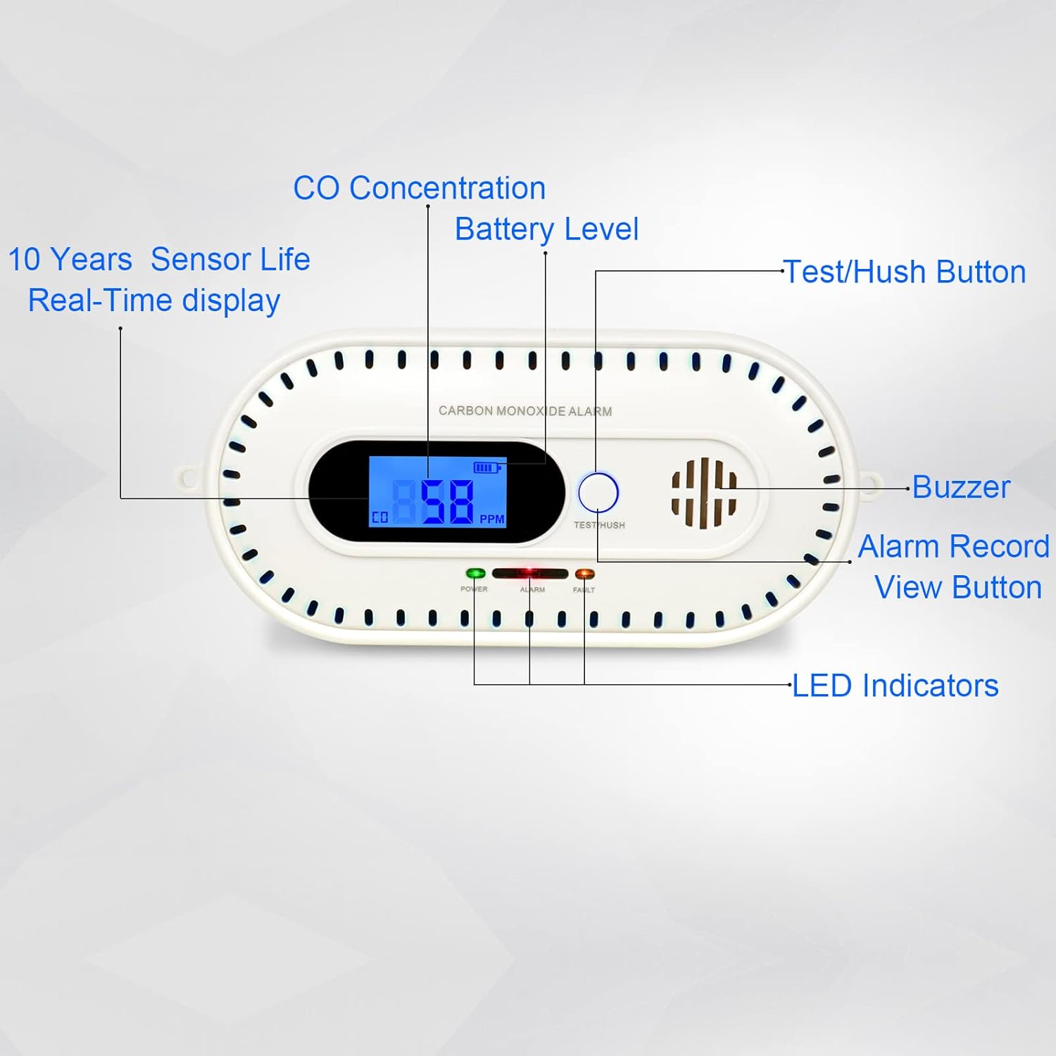 Thumbnail 2 de YZIF Détecteur CO 10 Ans LCD