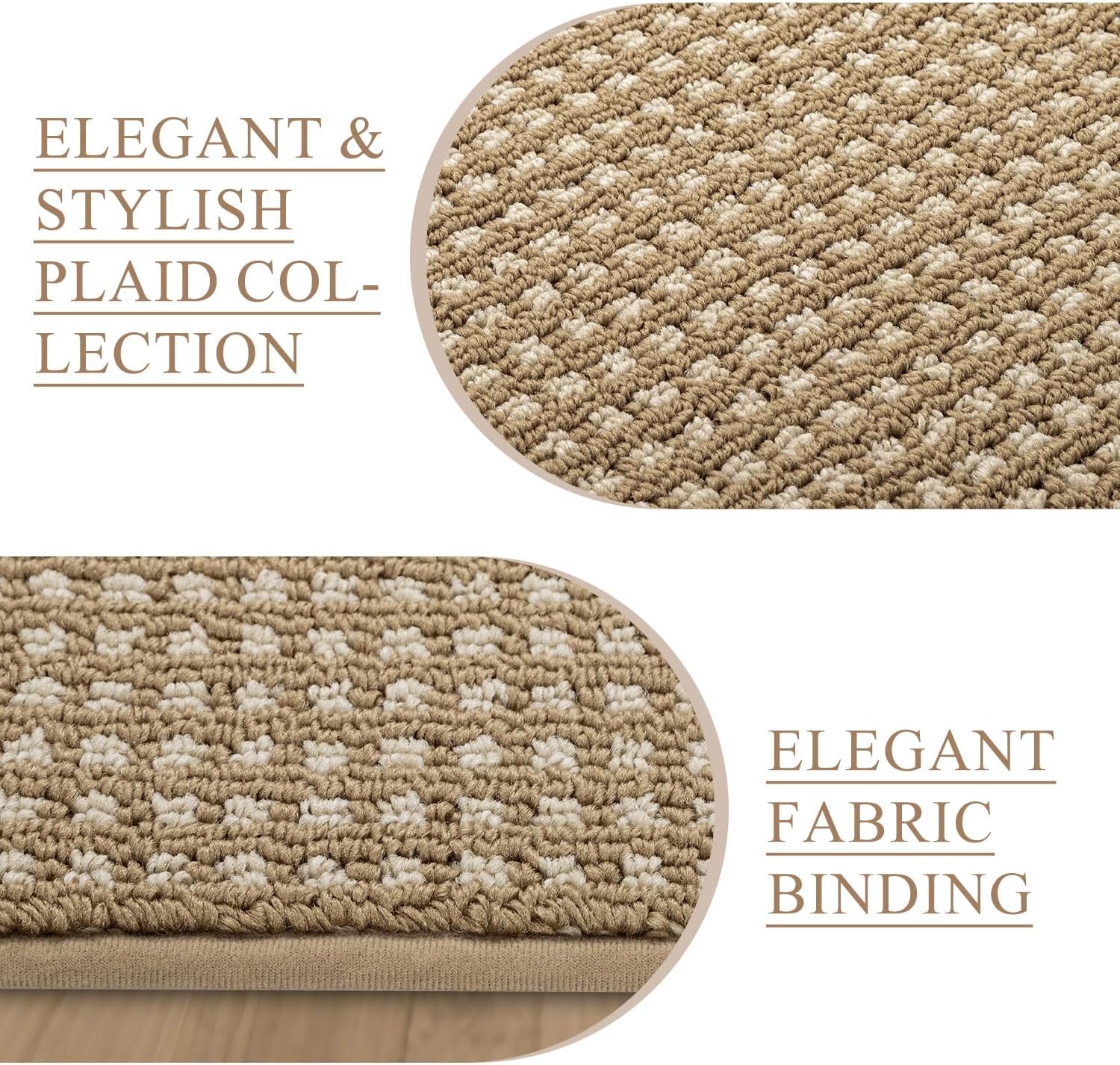 Thumbnail 2 de hicorfe Kitchen Runner Rugs Set of 2: 17x29 + 17x59 in Brown