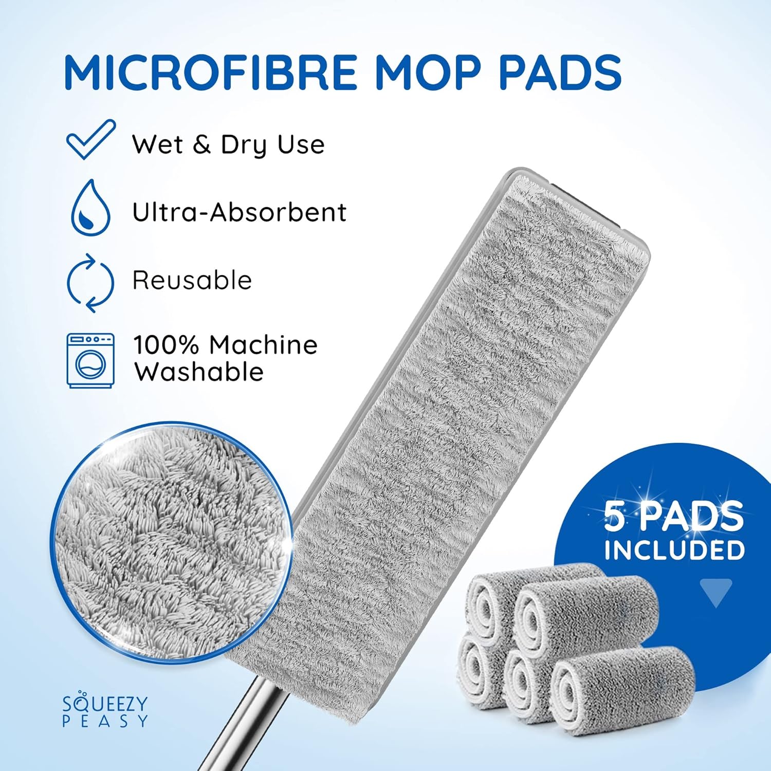 Thumbnail 6 de SqueezyPeasy Premium Flat Mop 5-pack 🧹
