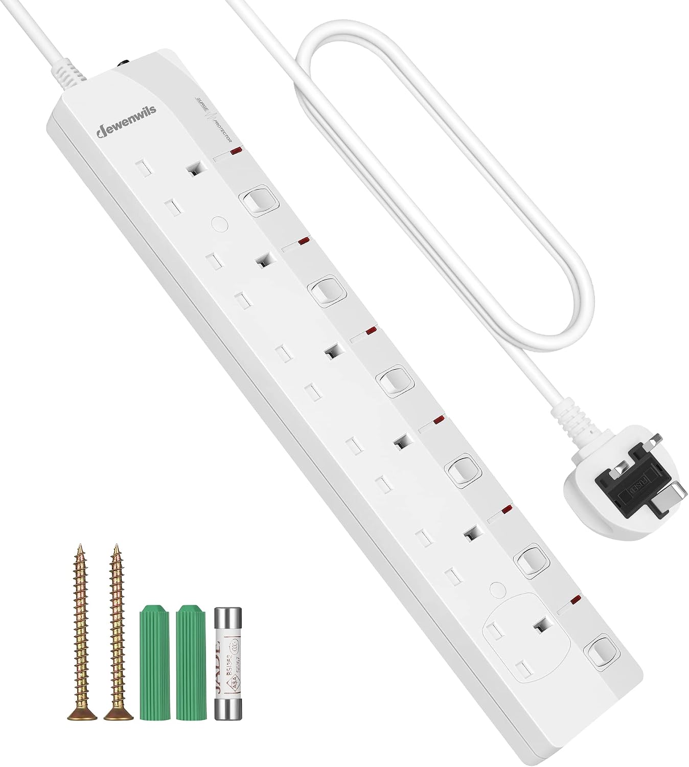 Detalle de DEWENWILS 6 Way Surge Protected Extension Lead 3M