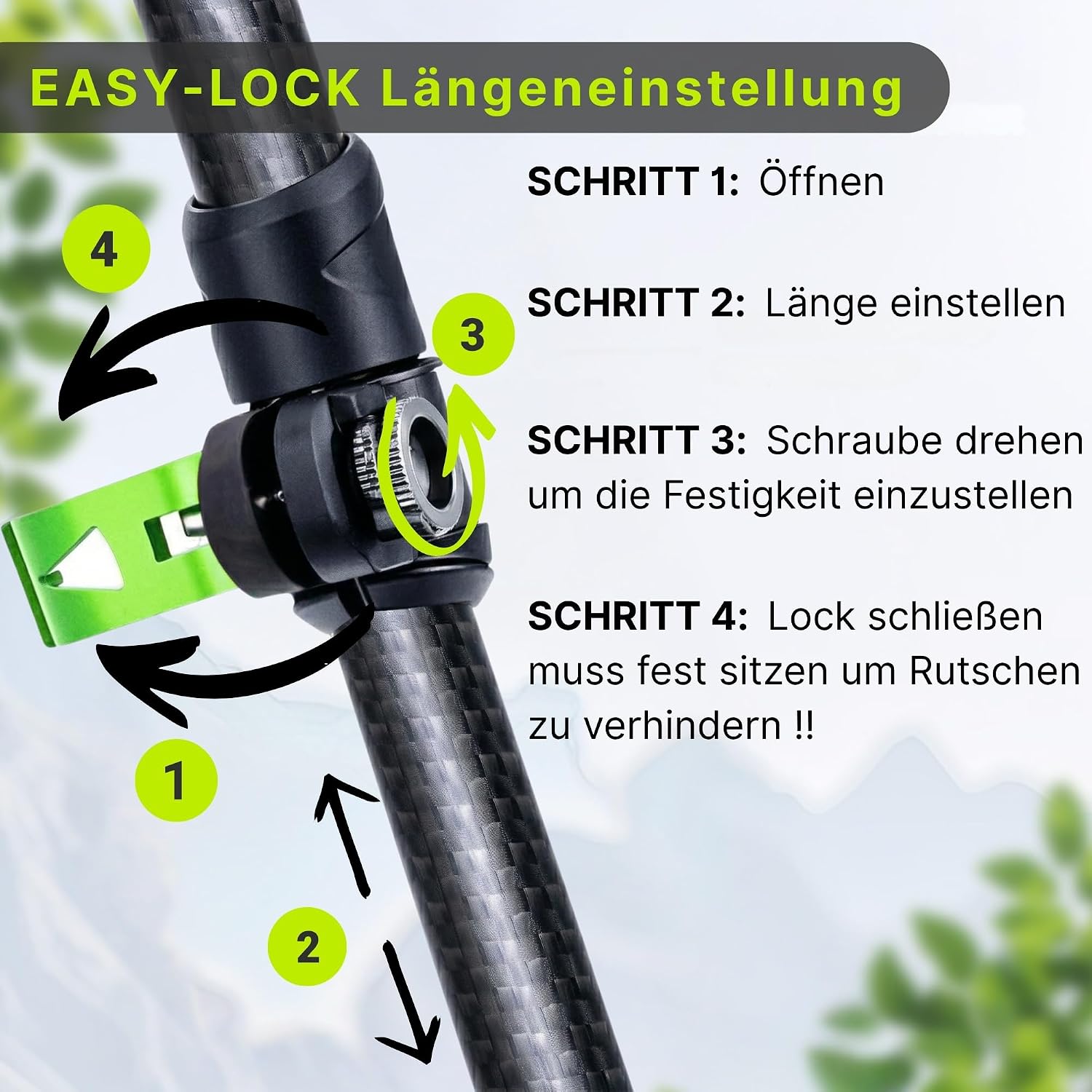 Thumbnail 6 de Alpteq Carbon Wanderstöcke Teleskop – ultraleichte Carbon- und Aluminium-Stöcke für Familie und Alltag