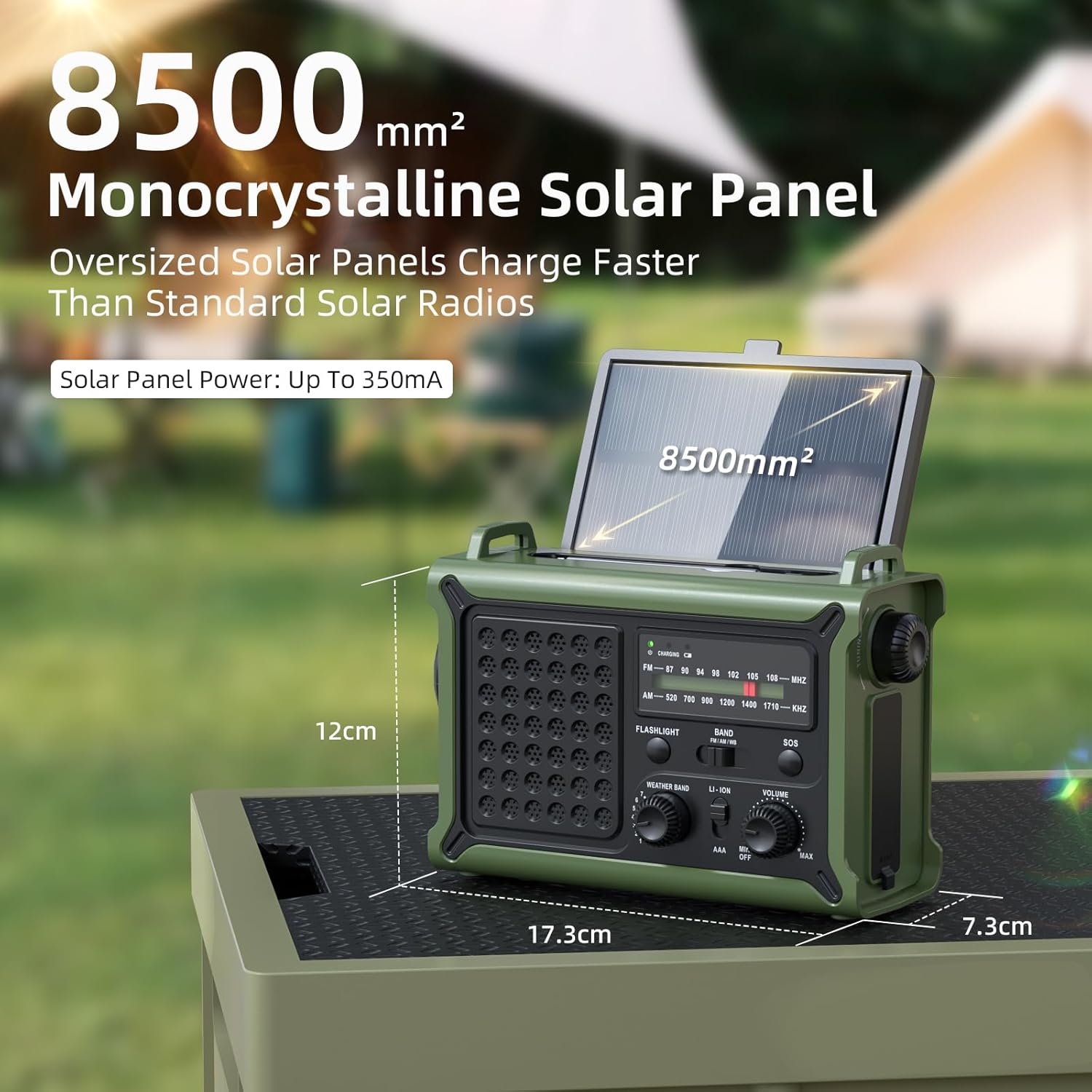 Thumbnail 2 de Solar Radio à Manivelle AM/FM et Power Bank 12000mAh pour Urgence et Camping