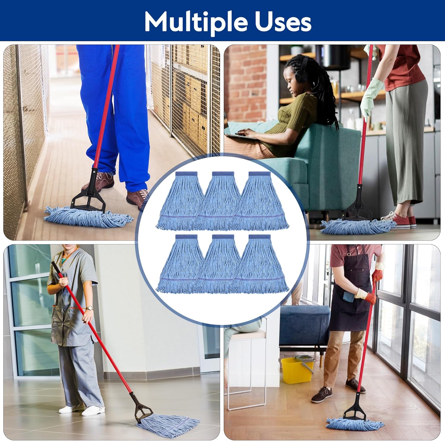 Thumbnail 4 de Matthew Cleaning Heavy Duty Mop Head Replacement (Pack of 6) by L Luke Supply