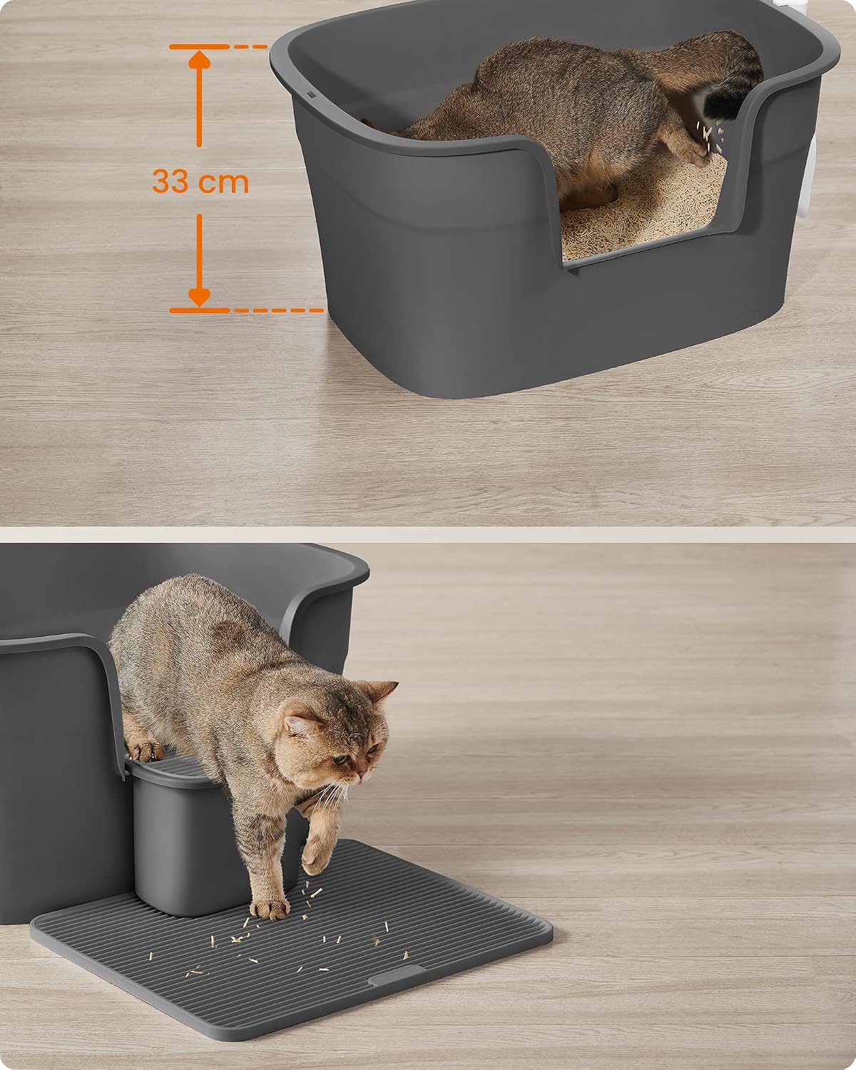 Thumbnail 5 de Feandrea BOXAL PPT003G02 extra grote open kattenbak, hoogzijdig, leigrijs