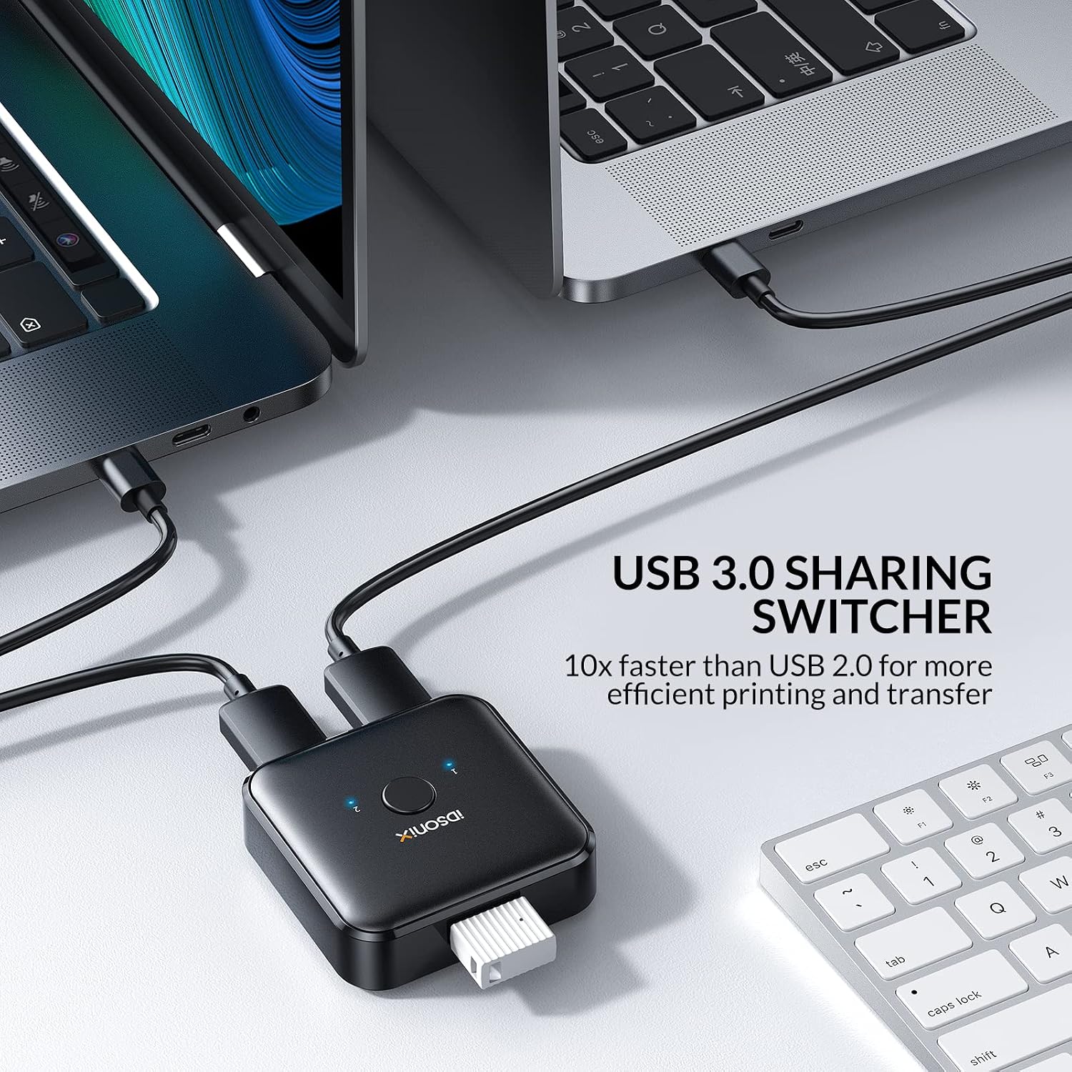 Detalle 2 de iDsonix USB 3.0 Switch für 2 PCs 5 Gbps