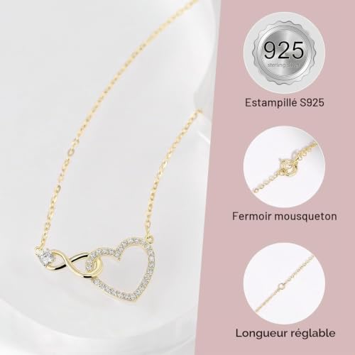 Thumbnail 2 de Meissa Collier Coeur Infini pour Femmes – Zircon Cubique et Argent 925