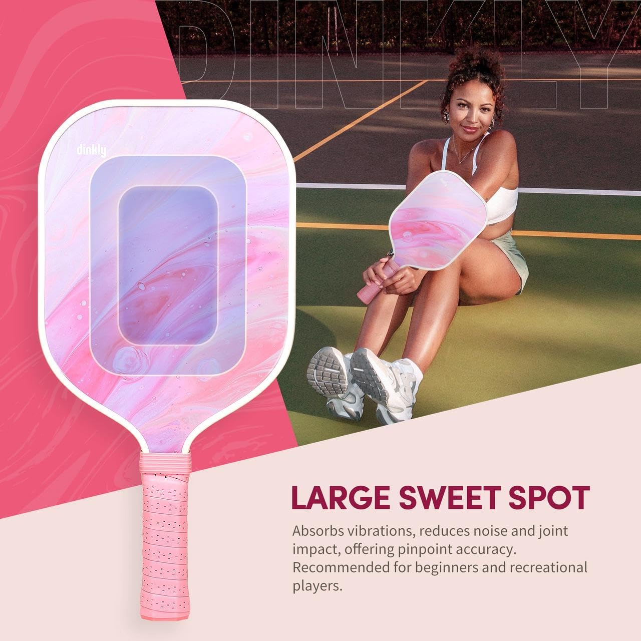 Detalle de Dinkly Pickleball Paddle Set with Graphite Surface, 13mm Core & Carry Bag