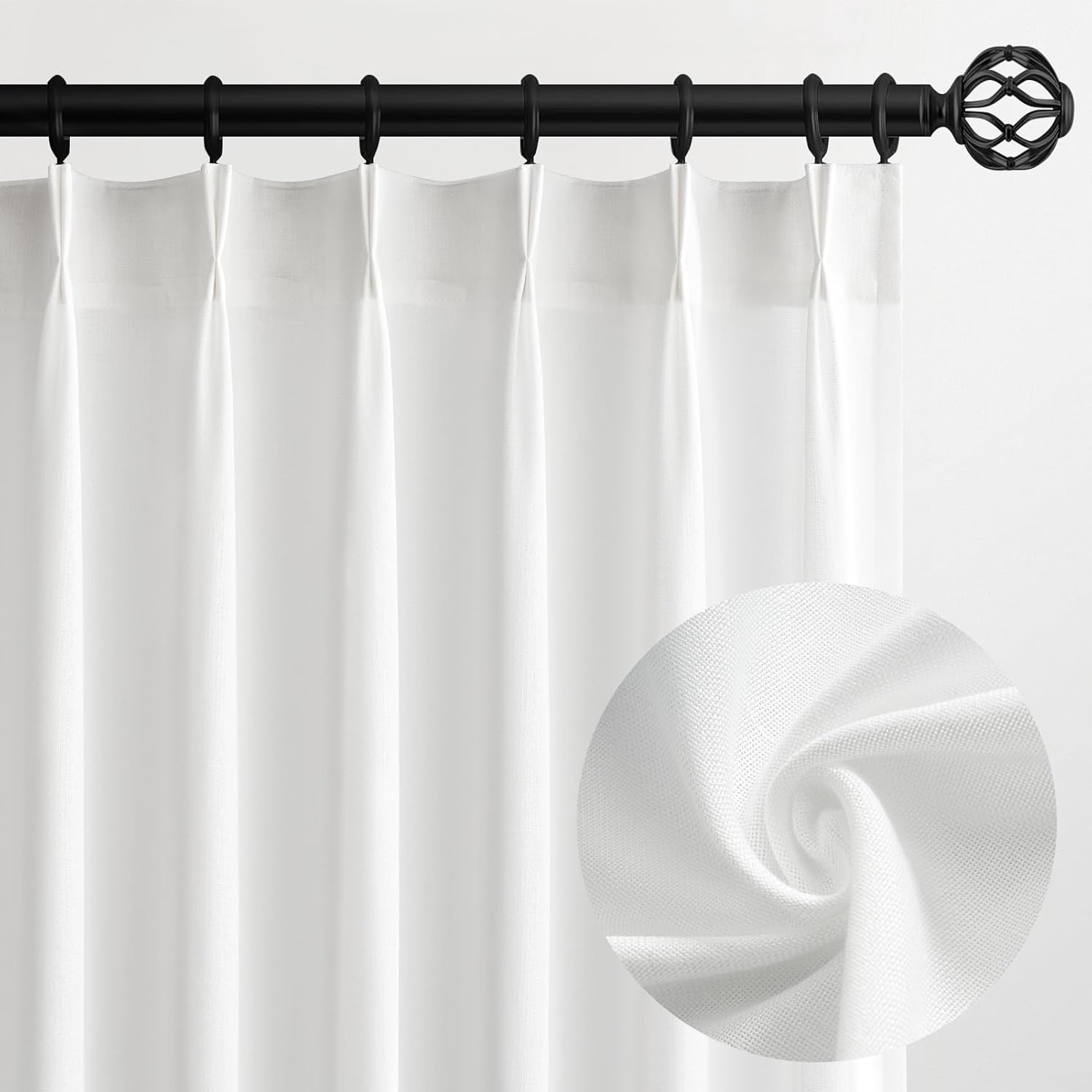 Detalle de Topfinel Linen Curtains, 96 Inches