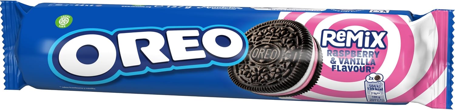 Detalle 2 de Oreo Remix Galletas Rellenas Frambuesa y Vainilla 🍰 - Pack 16