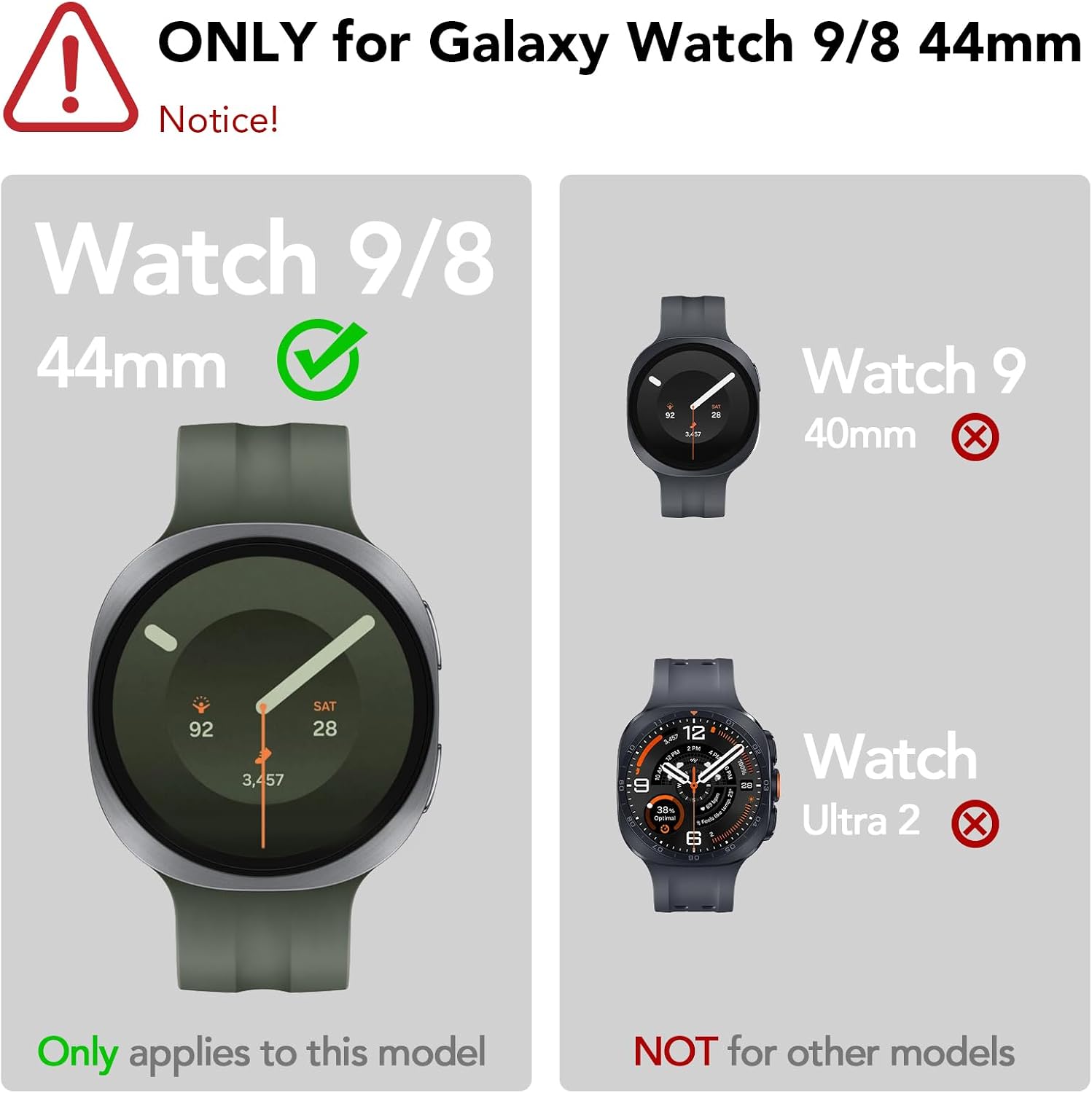 Detalle 2 de SPGUARD Galaxy Watch 9/8 44mm Tempered Glass Screen Protector, 4-Pack