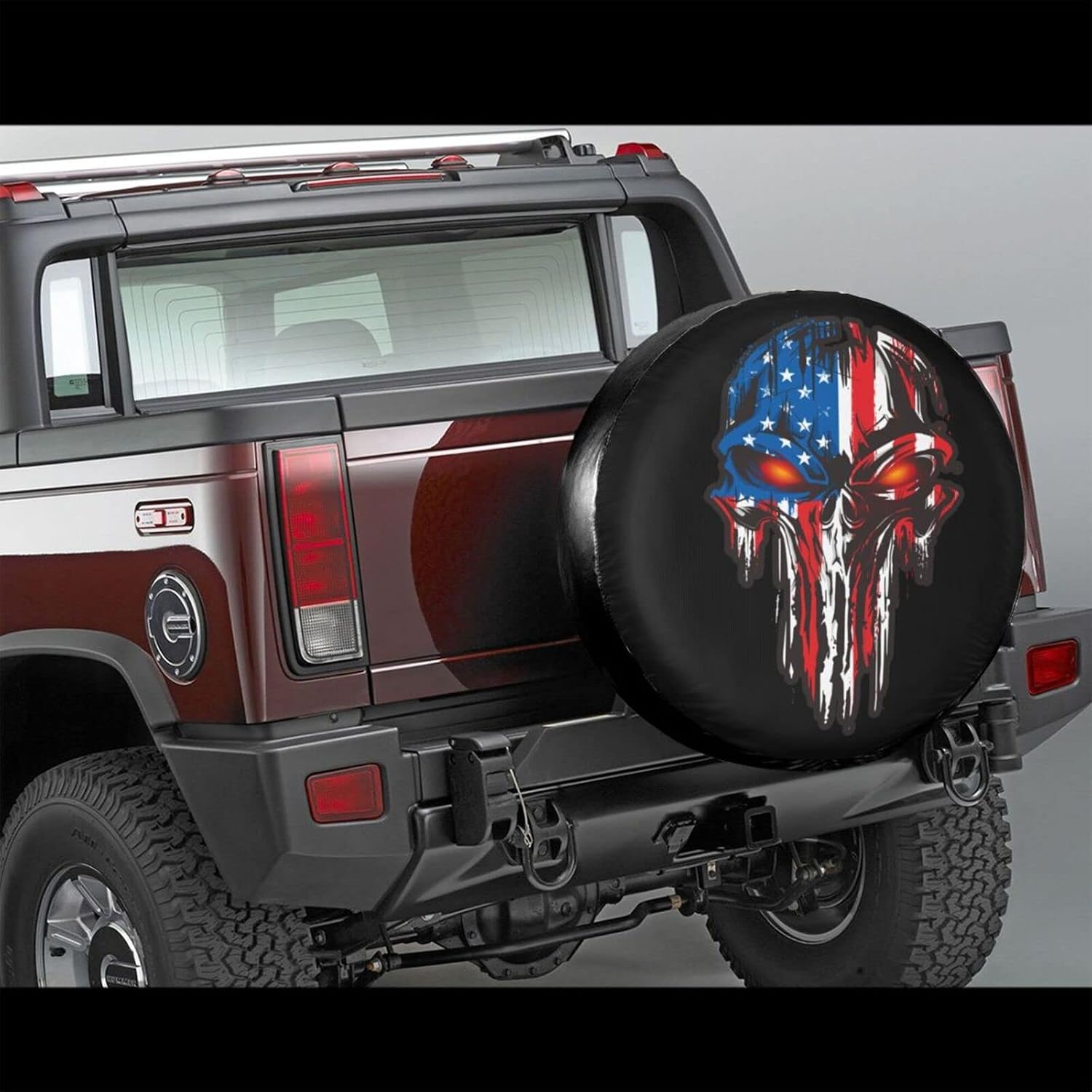 Detalle de American Flag Skull Spare Tire Cover, 14-inch
