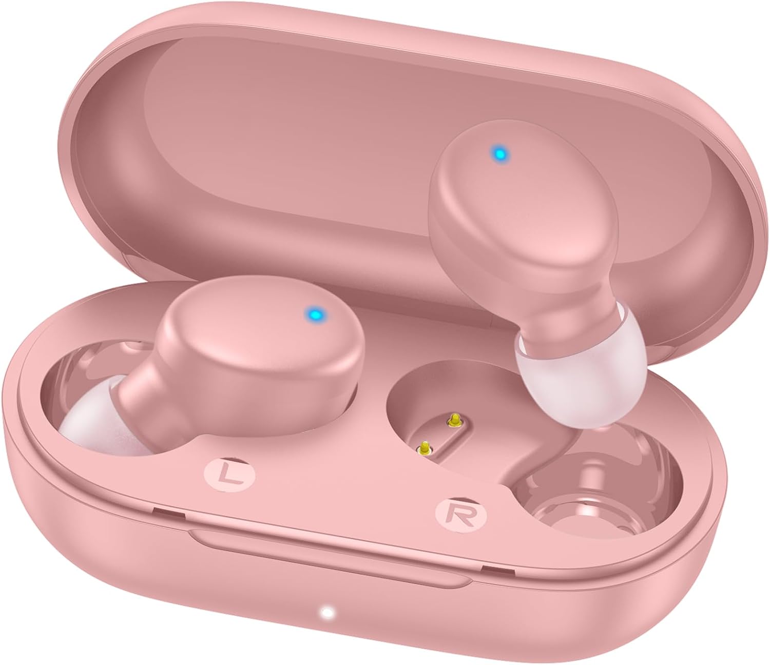 Detalle de MOZOTER S8 Wireless Earbuds, Bluetooth 5.3, 60-Hour Playtime, Angel Pink