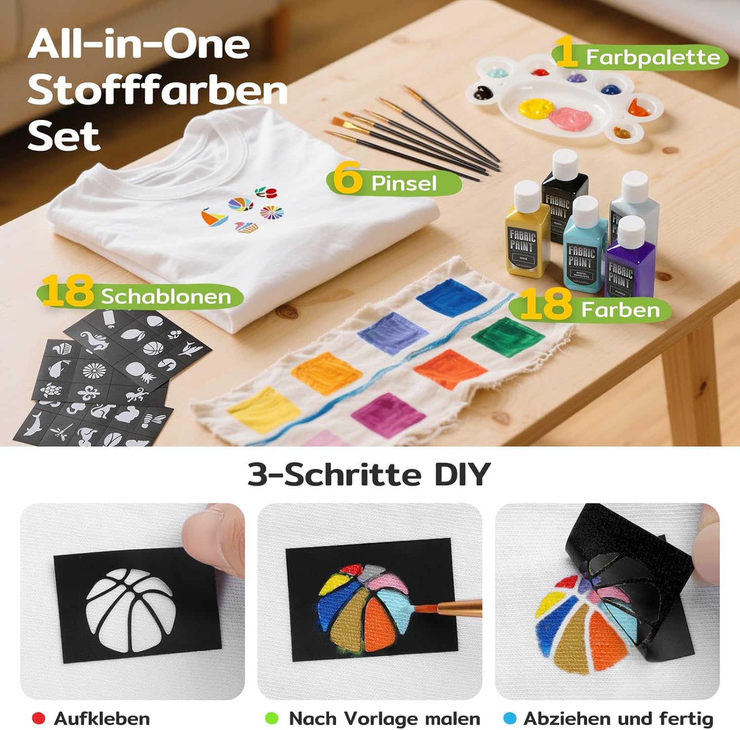 Detalle 1 de TMOL Textilfarben Set 18 leuchtende Farben