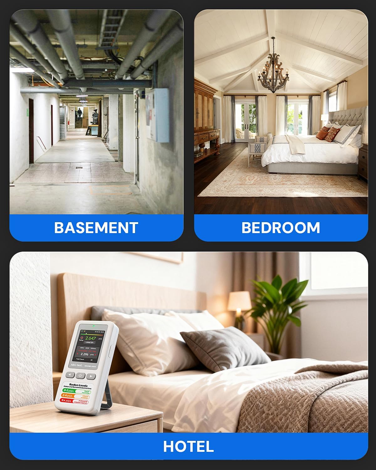 Detalle 2 de AEGTEST HOUND-1011S Radon Detector with LCD, Alarms and Long-Term Monitoring