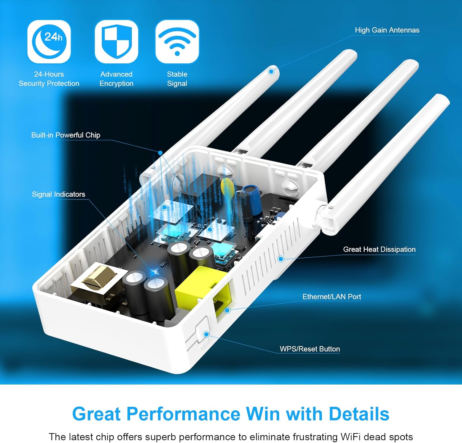 Thumbnail 5 de COMFAST WiFi Extender Booster 1200Mbps – Dual Band 2.4/5GHz with UK Plug