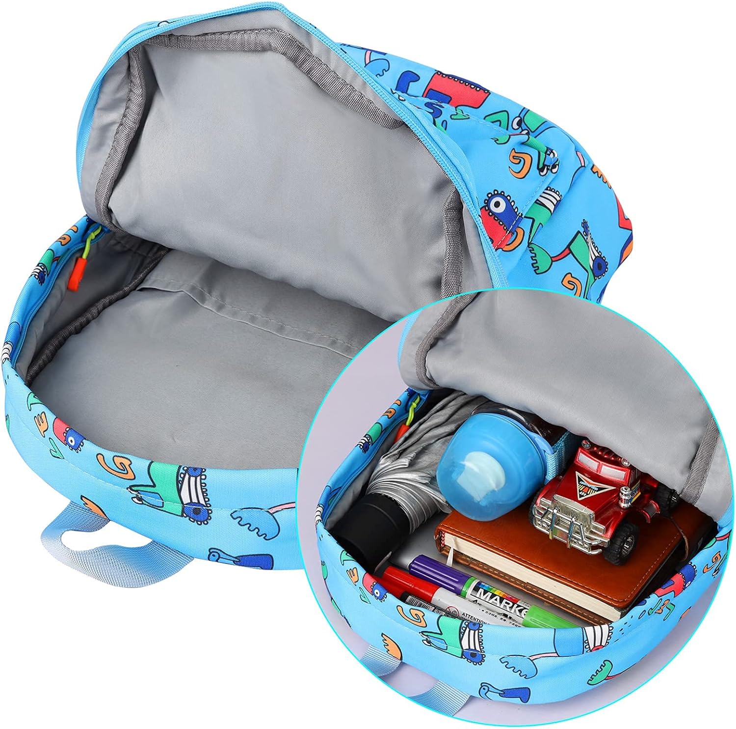 Detalle de Zicac Kids Backpack: Colourful Canvas Daypack for 3–6 Year Olds