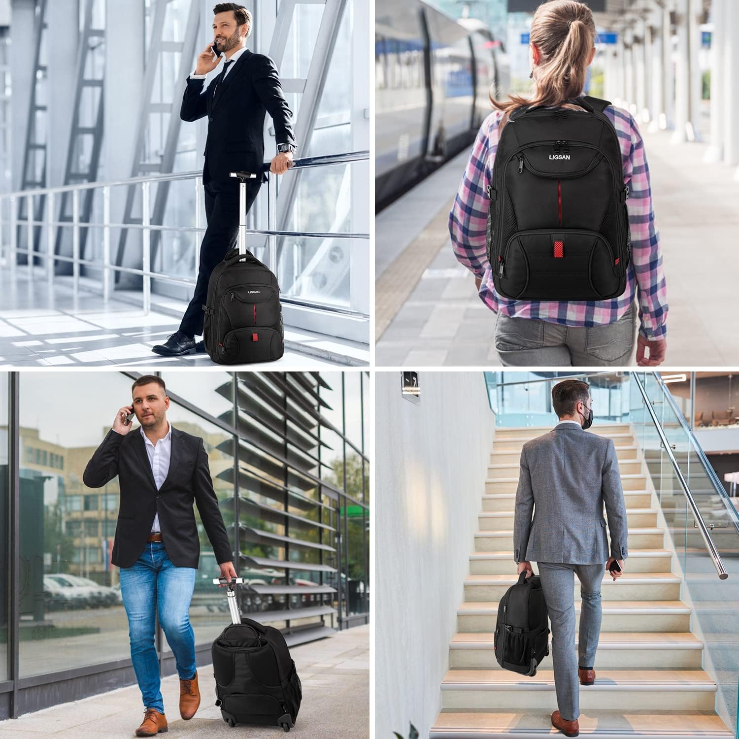 Thumbnail 5 de Laptop Trolley Rucksack 17 Zoll Schwarz