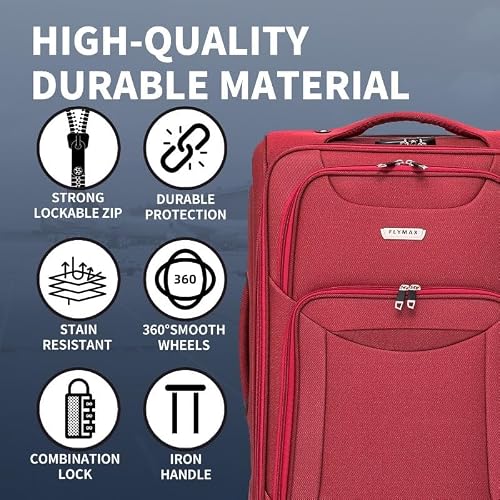 Thumbnail 3 de FLYMAX Cabin Carry-On Flight Bag – 55x35x20 Lightweight 4-Wheel Luggage with TSA Lock