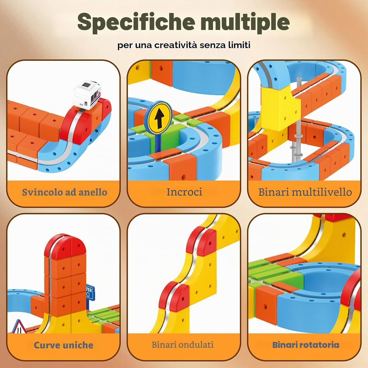 Detalle de 56 Pezzi Trenino Elettrico per Bambini: pista magnetica DIY a cubi 3D per bimbi 3-8 anni