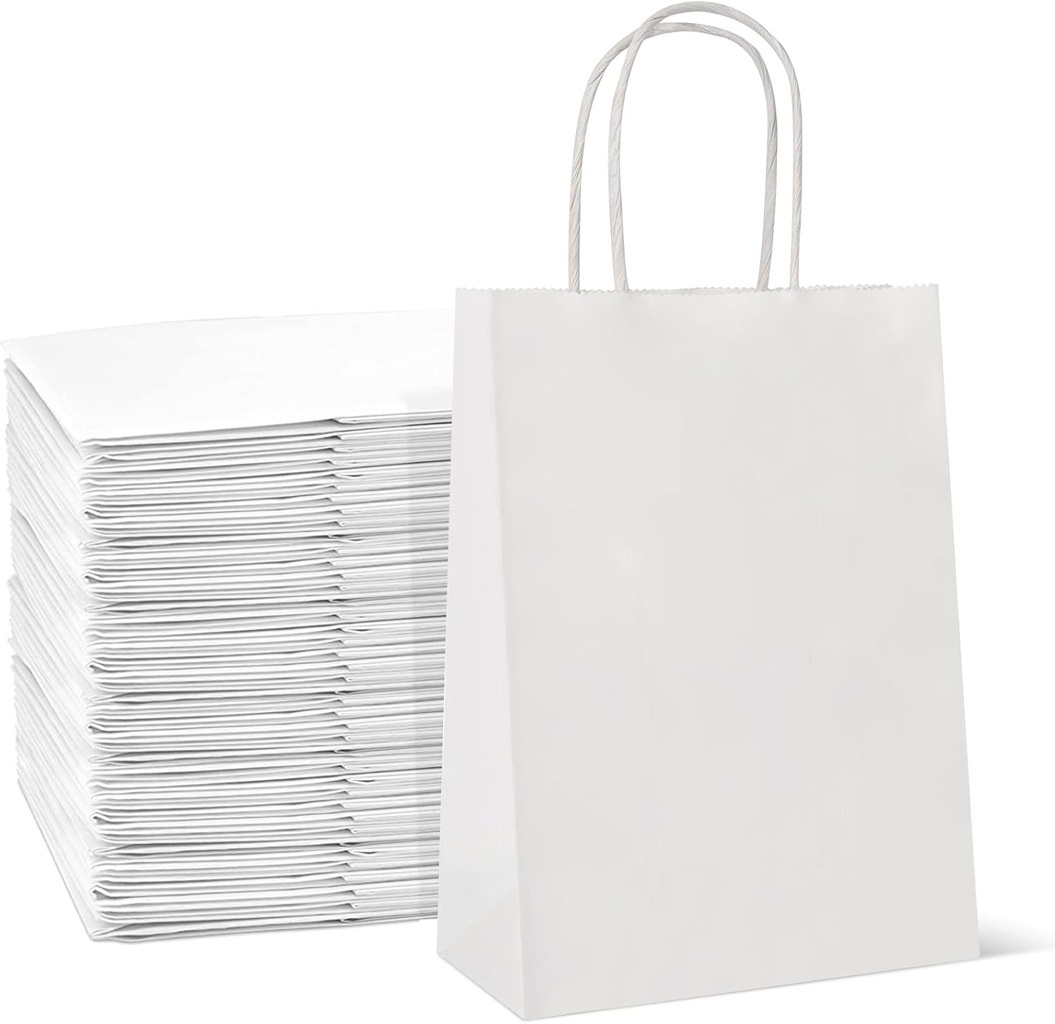 Detalle de HAUSPROFI 25pcs Kraft Paper Bags with Twisted Handles, 27x21x11cm, 130gsm – Sturdy Gift & Party Bags