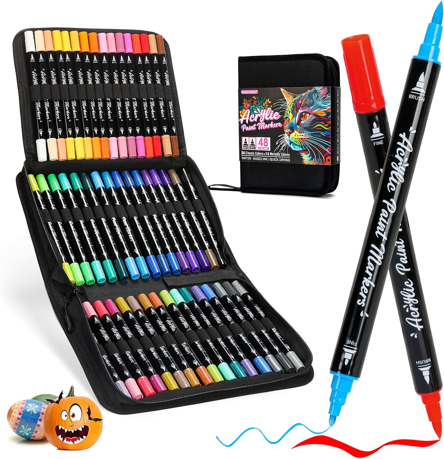 Detalle de Acrylstifte 48 Farben Dual Tip für Steine