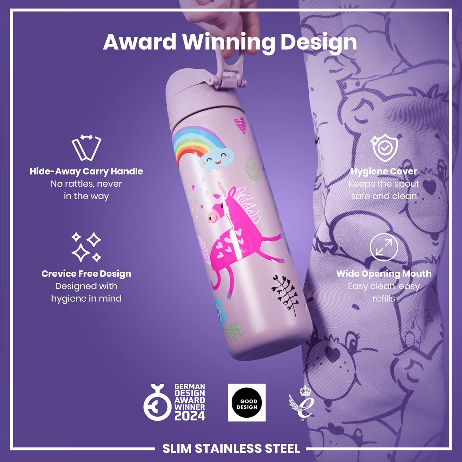 Thumbnail 4 de Ion8 Water Bottle, 500ml/18oz — Slim, Leak-Proof, BPA-Free Stainless Steel Bottle with Secure Lock