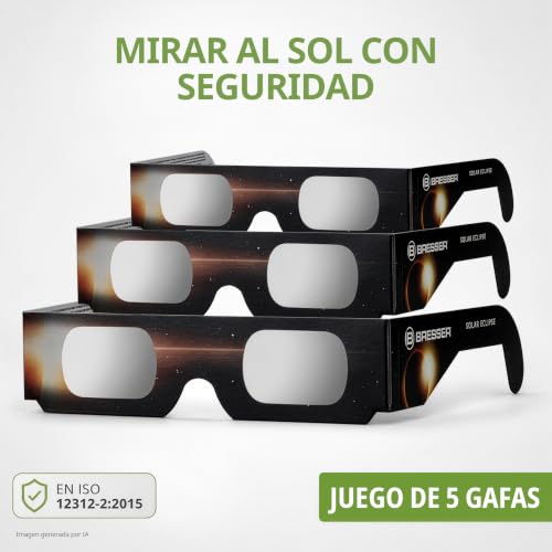 Detalle 2 de Gafas Eclipse Solar BRESSER Design B (Pack 5) homologadas CE ISO 12312-2