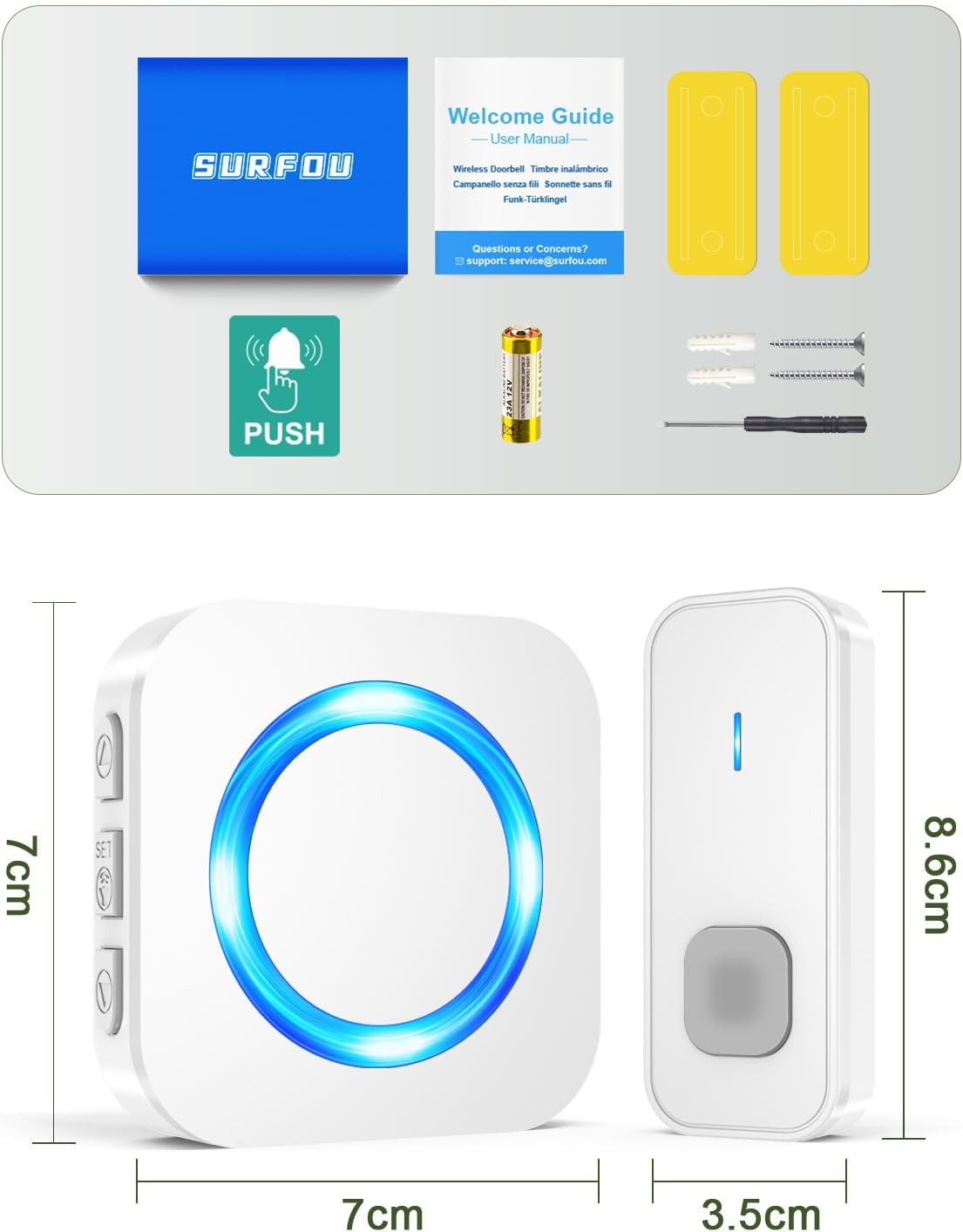 Thumbnail 6 de SURFOU Wireless Doorbell 1300ft range ๐ข