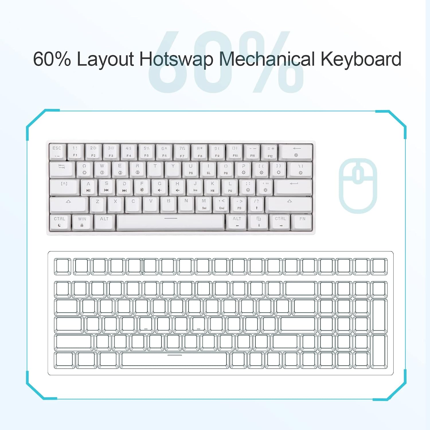 Thumbnail 1 de EPOMAKER SKYLOONG GK61 SK61 Teclado Óptico 60% RGB ⌨