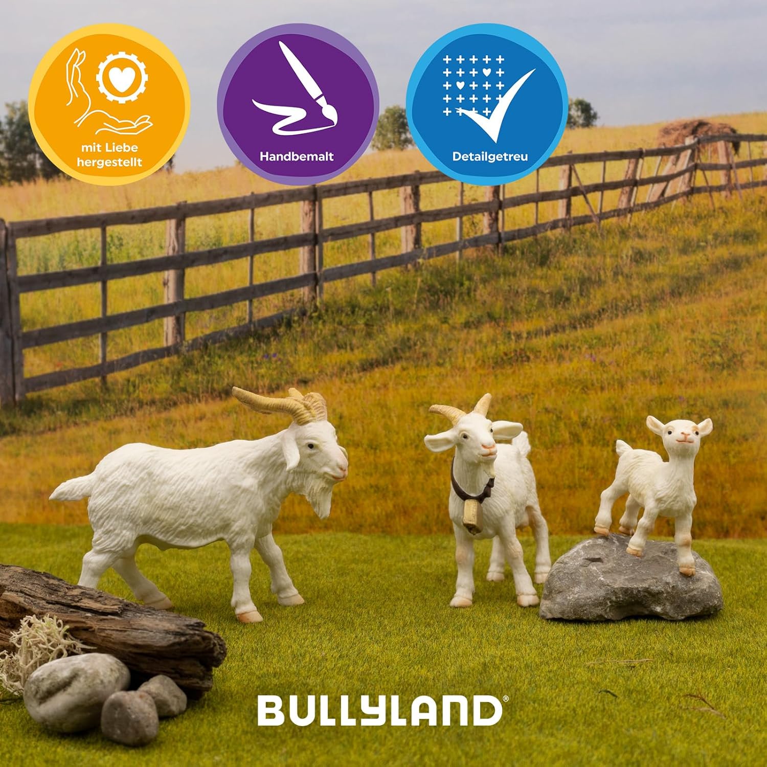Detalle de Bullyland 62318 – Spielfigur Ziege weiß, ca. 9 cm, detailgetreu, PVC-frei