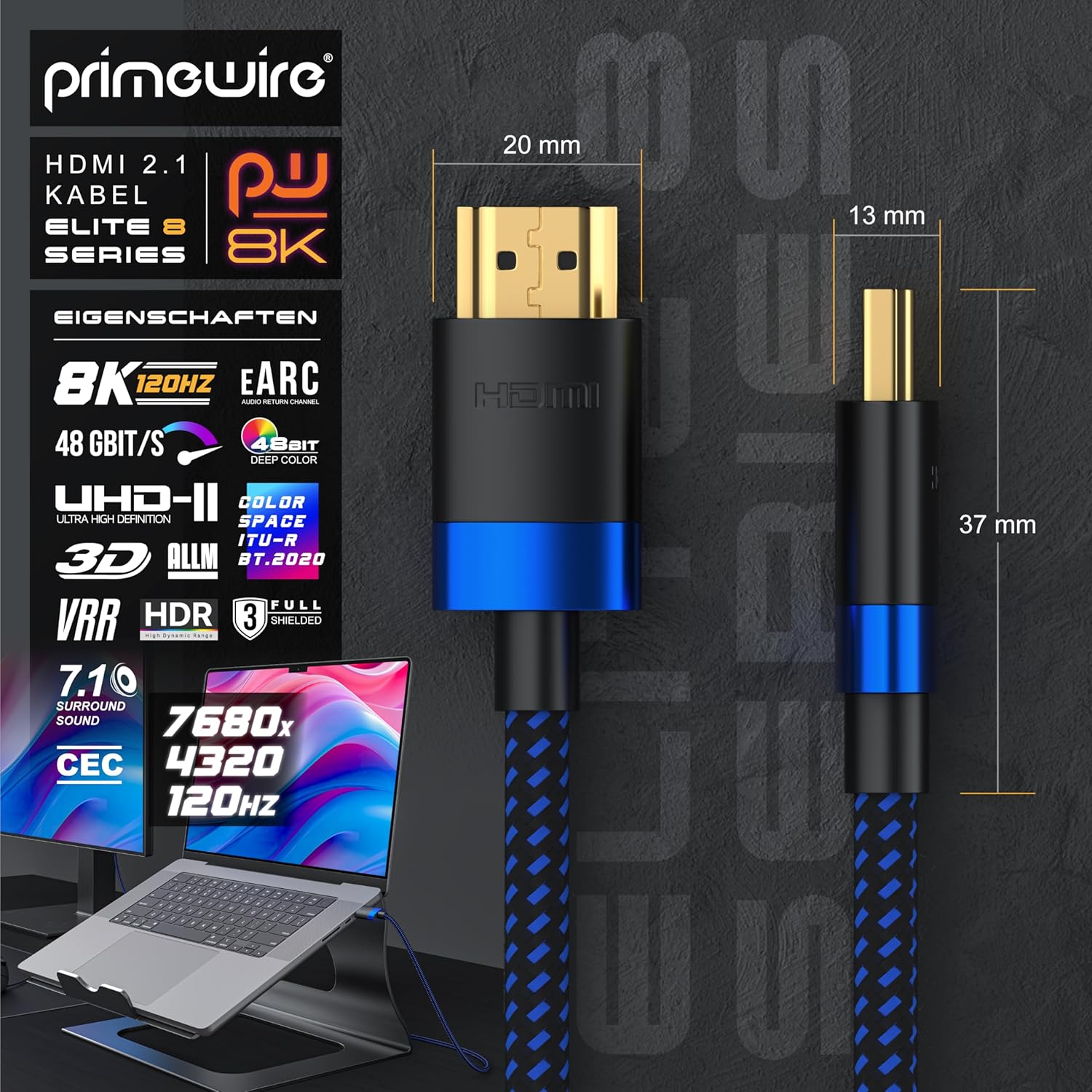Thumbnail 1 de CSL HDMI Kabel 8K/4K 2.1/2.0, 5 m – Ultra High Speed mit Ethernet, 48 Gbit/s