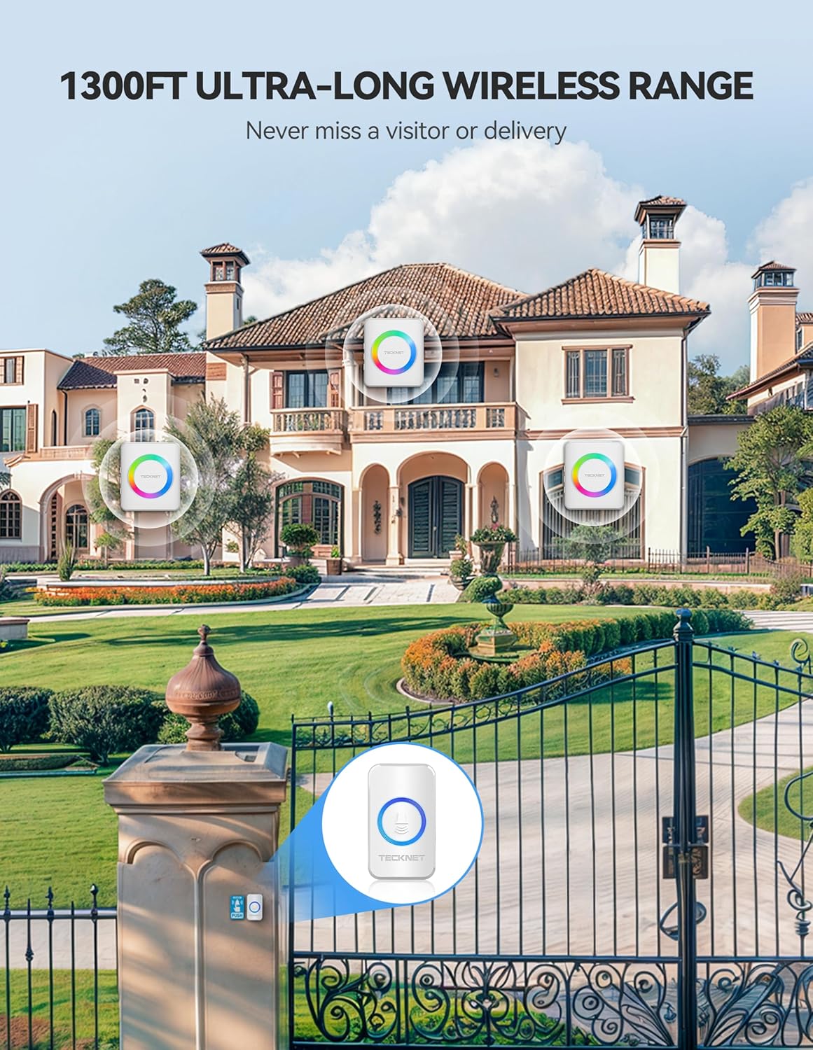 Thumbnail 2 de TECKNET Wireless Doorbell 3‑receiver 400m range 🔔