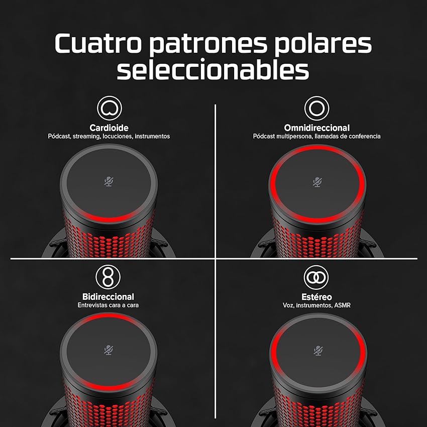 Detalle de HyperX Quadcast 2 micrófono USB para streaming 🎤