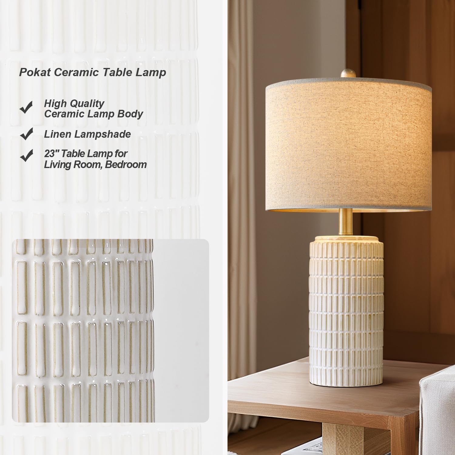 Thumbnail 2 de PoKat 23" Modern Ceramic Table Lamps 🛋