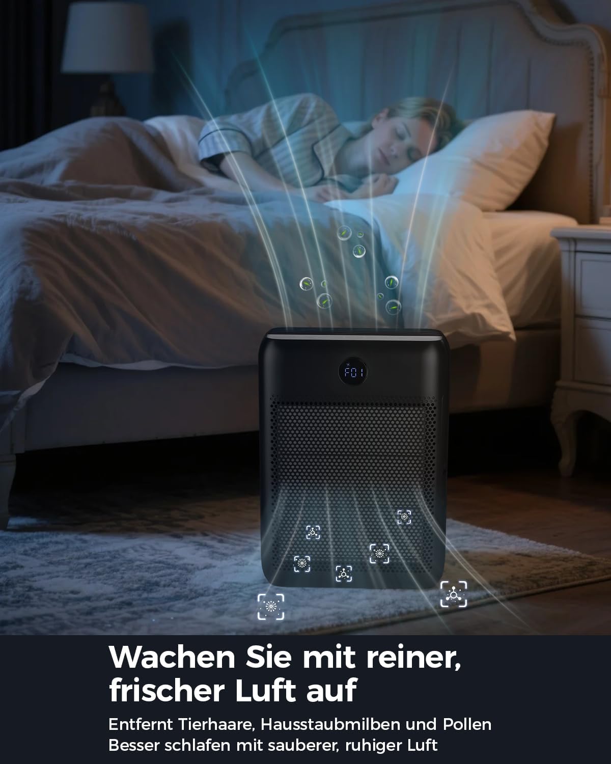 Thumbnail 2 de Slevoo Purificatore d’Aria CADR 300 m³/h con filtro HEPA e carboni attivi (22 dB in modalità Sleep)