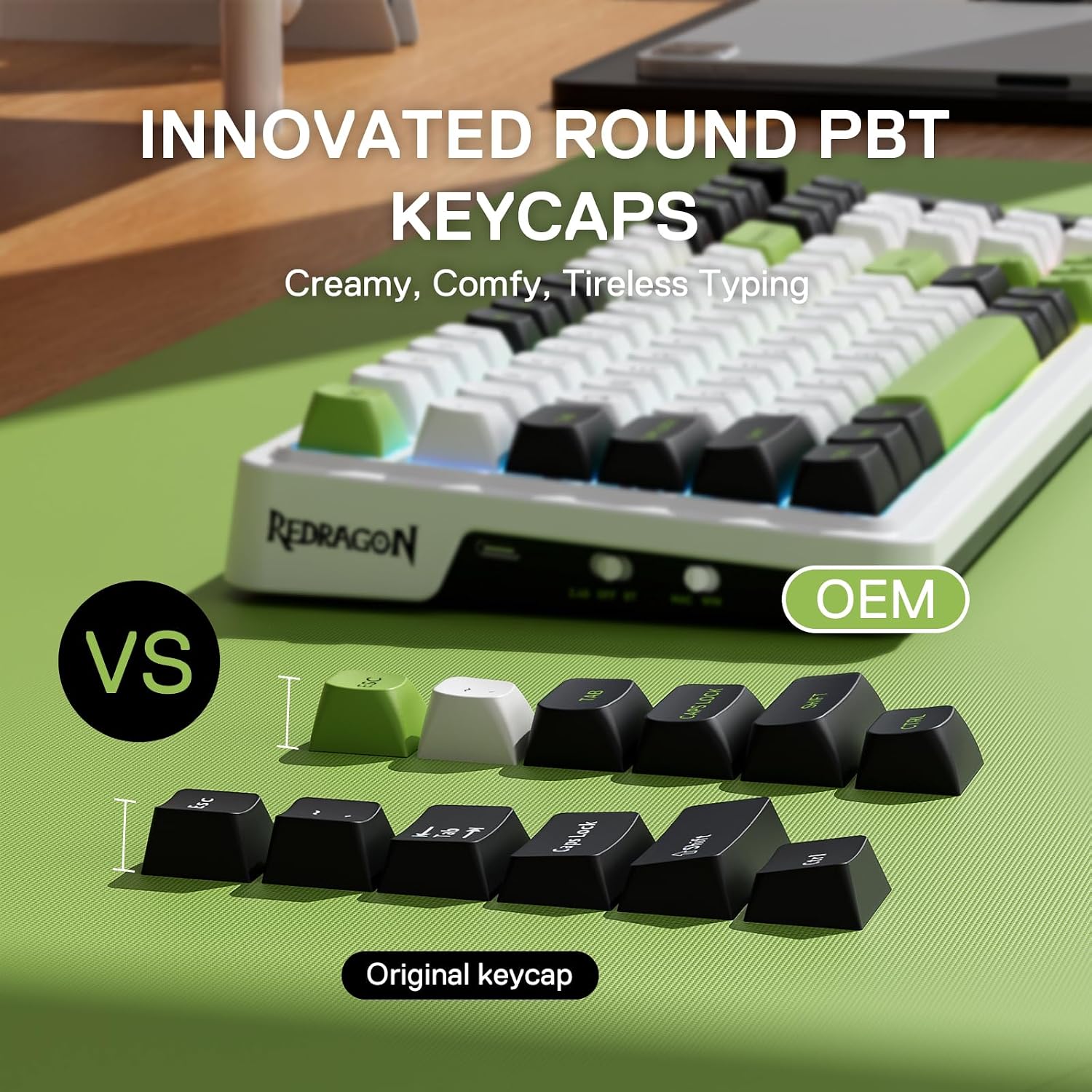 Detalle de Redragon K686 PRO – 98-Tasten kabellose Gasket-Tastatur mit Hot-Swap, RGB und 3-Modi