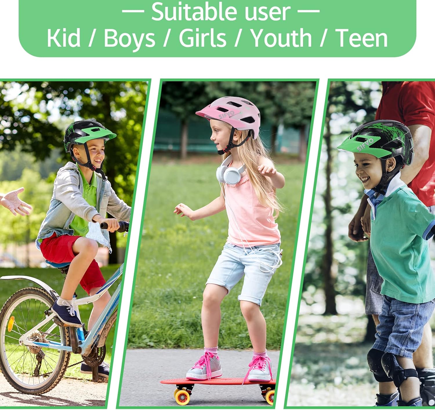 Thumbnail 5 de SIFVO Kids Bike Helmet with Removable Visor (Kids 5–14, 50–57cm)