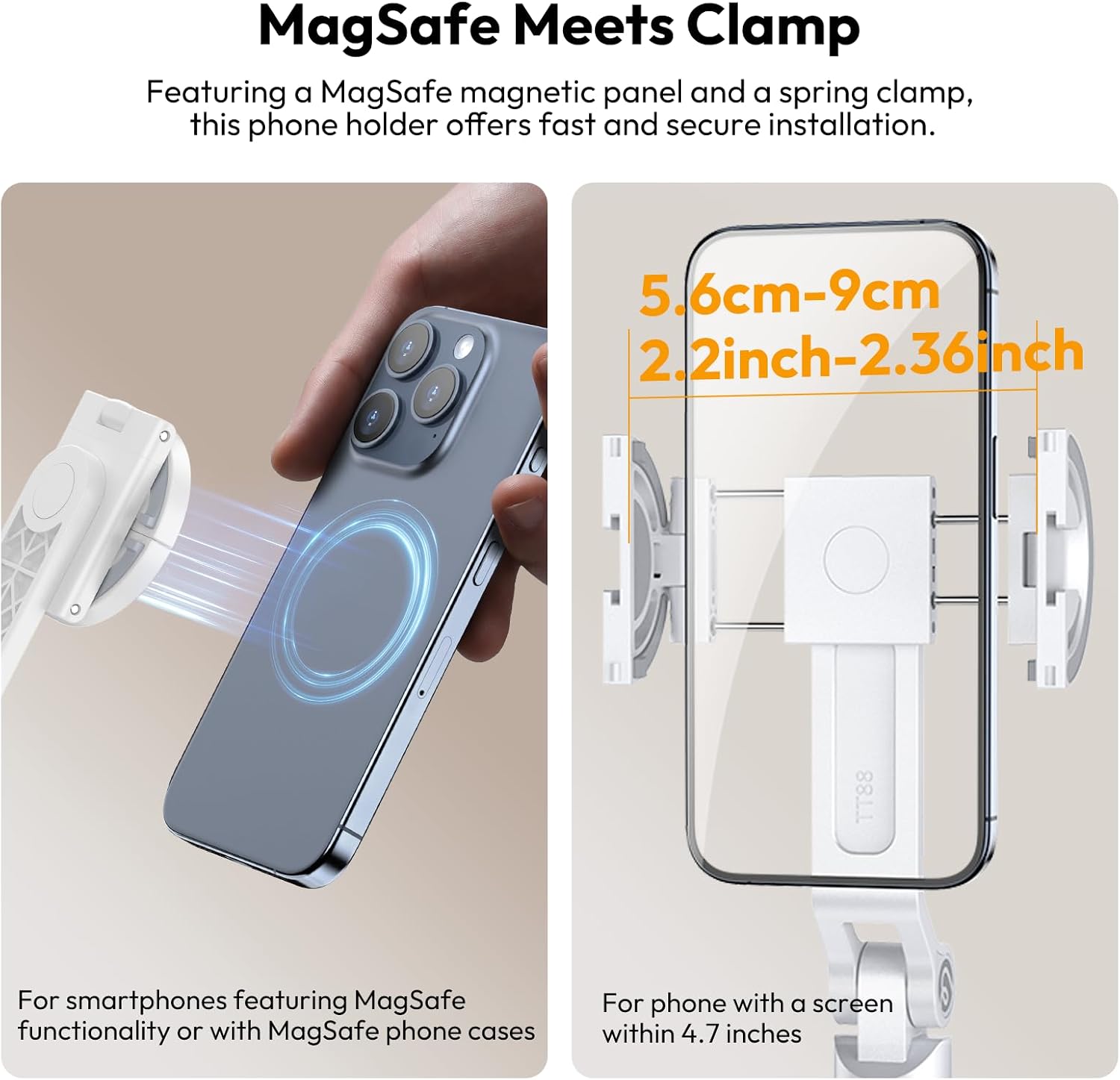 Detalle 2 de ULANZI Trepied Smartphone 145 cm magnétique avec télécommande – support 2 en 1 pour iPhone et Samsung (blanc)