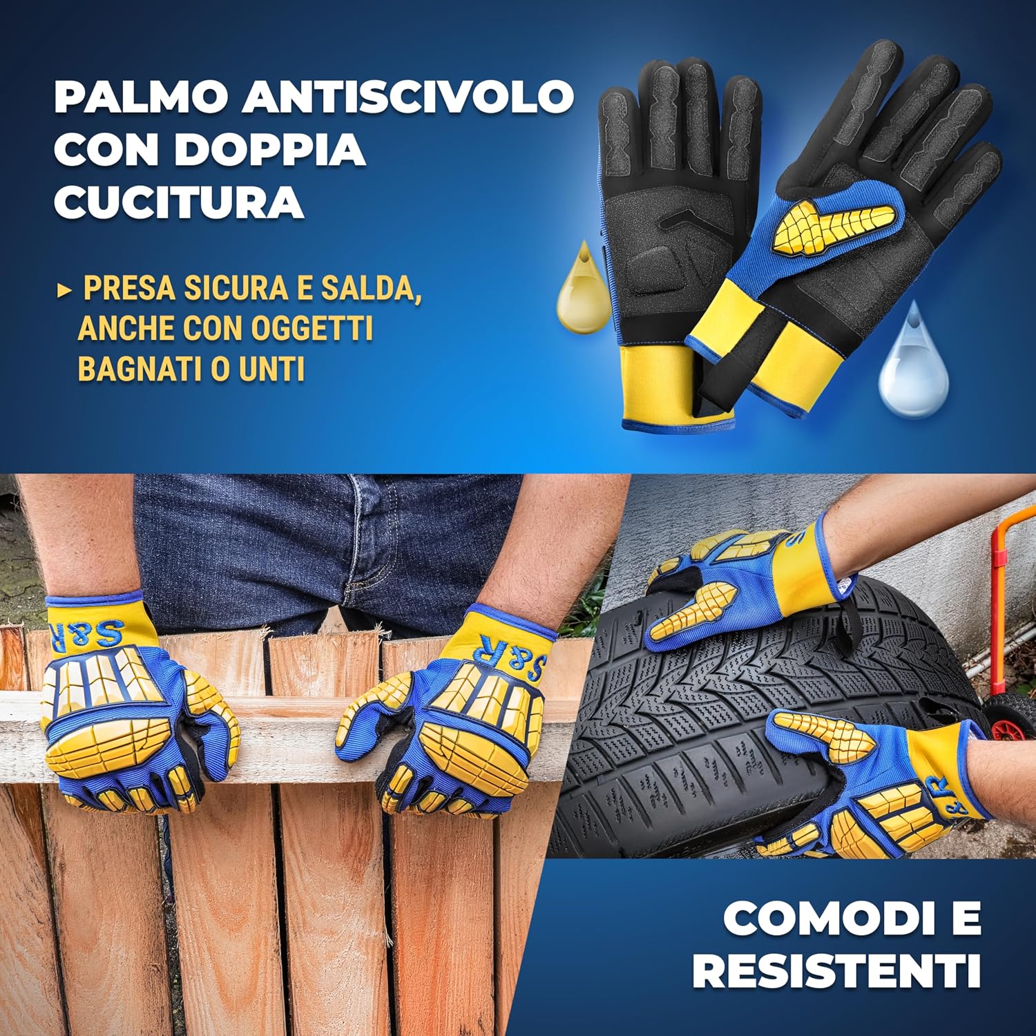 Detalle de S&R Guanti da Lavoro Resistenti in Pelle e Neoprene, Taglia XL 10