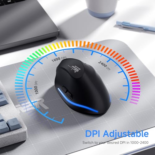 Detalle de ECHTPower 2025 Update: Souris Ergonomique sans Fil — Silencieuse et Réglable jusqu’à 4800 DPI
