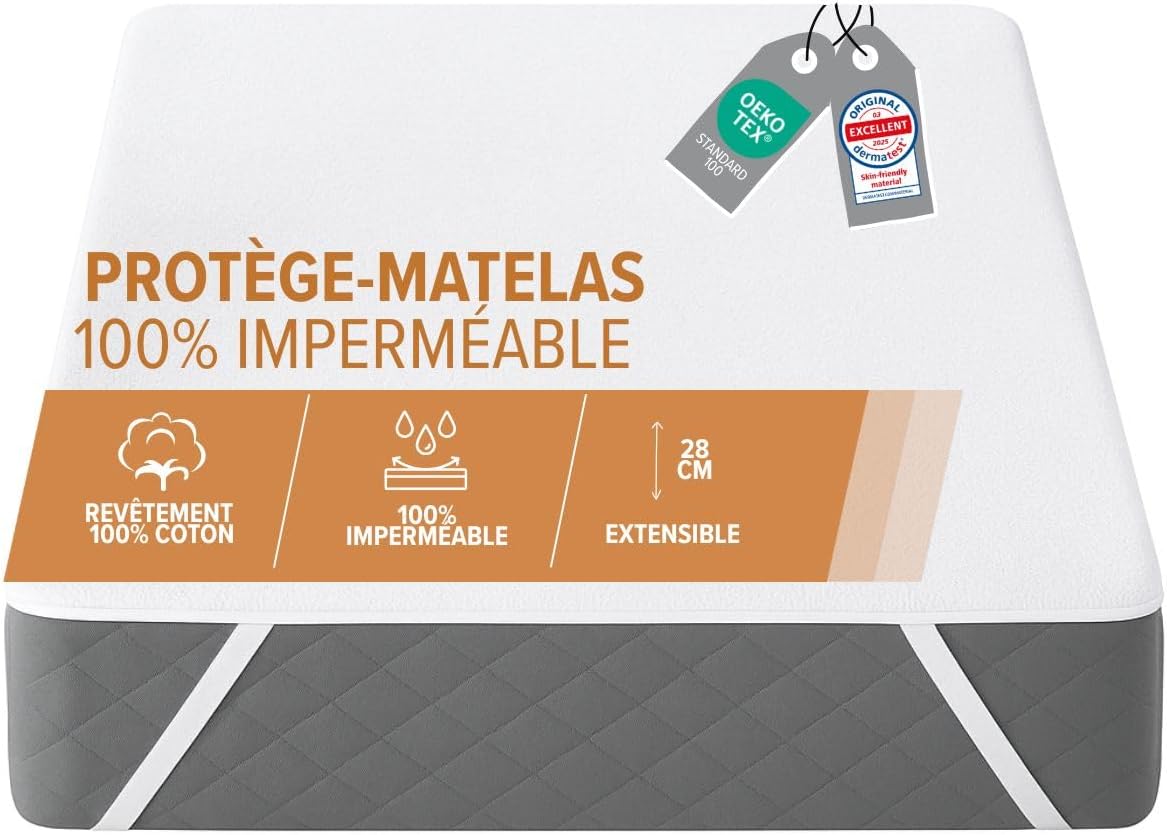 Detalle de Dreamway Protege Matelas 180x200 cm – Imperméable, Respirant et Silencieux