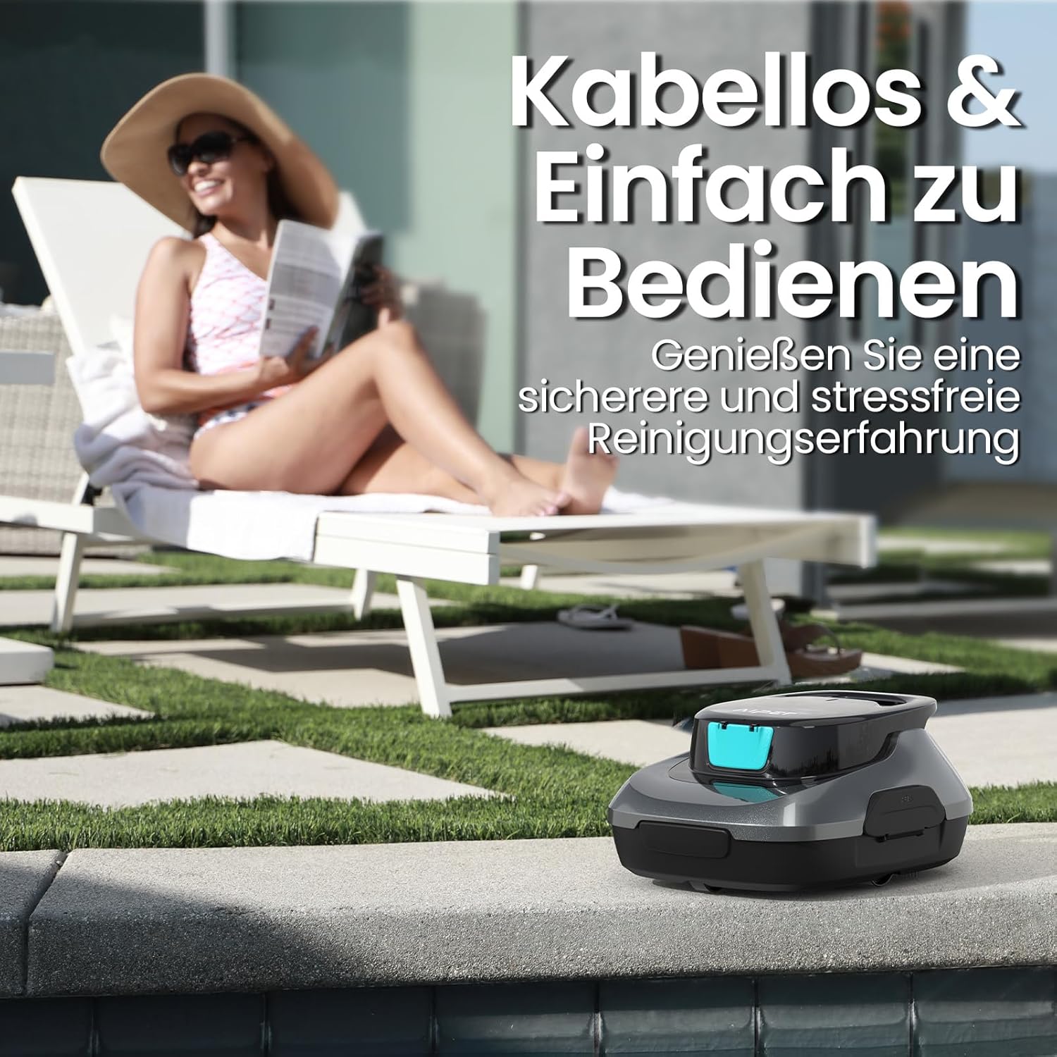 Detalle de AIPER Scuba SE Poolroboter – kabelloser Akkupoolsauger für flachen Boden, 90 Minuten Reinigung