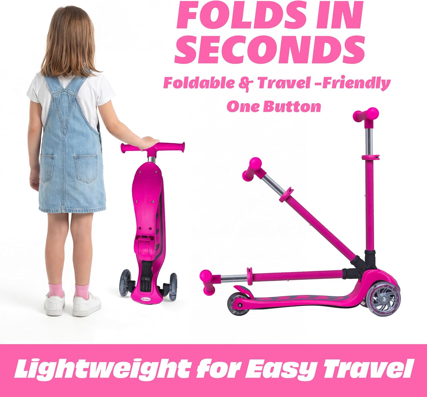 Thumbnail 6 de SKIDEE SP3 2-in-1 Kids Kick Scooter (Ages 3–5) with Foldable 3-Wheel Design, Seat, Adjustable Handlebar & LED Wheels