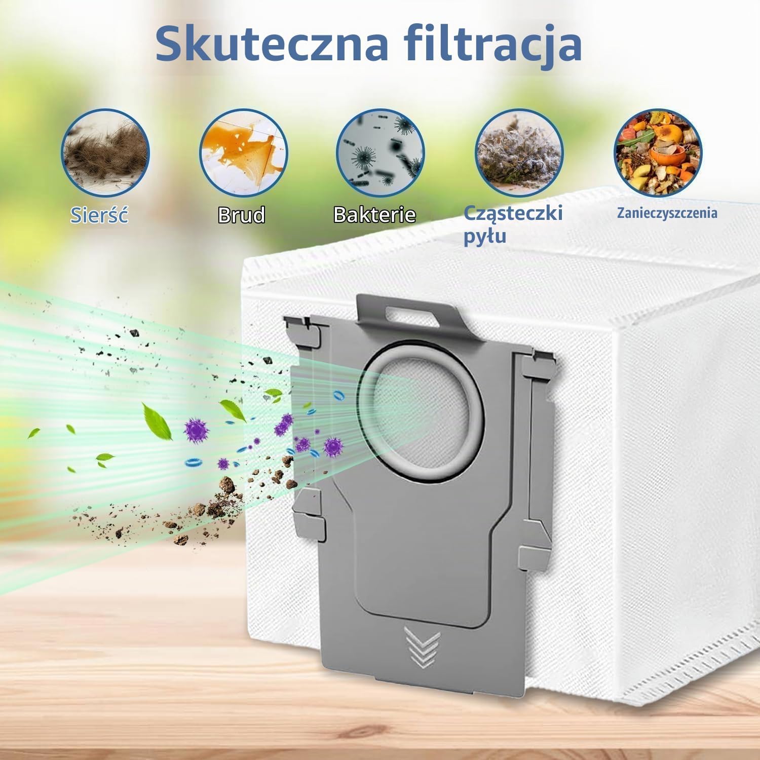 Detalle 2 de howekuze QC22 – 10 worków do Roborock, 2,7 l, wielowarstwowa filtracja