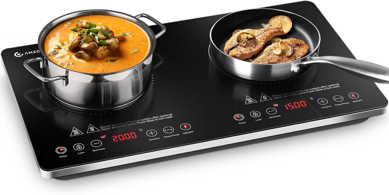 Detalle de AMZCHEF Induktionskochfeld 2 Platte 3500 W