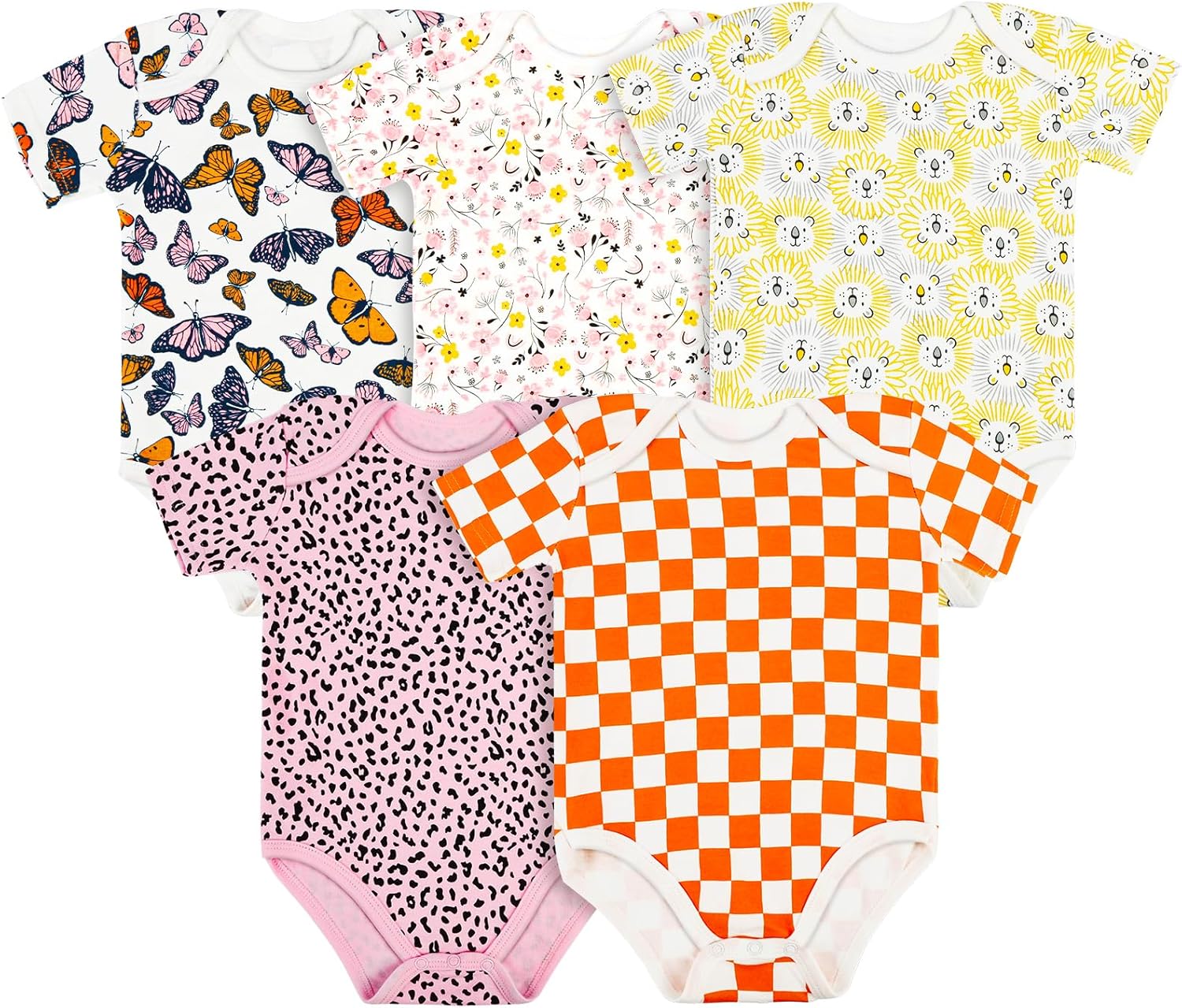 Vicloon Baby Bodysuits (Pack of 3/5): Soft Organic Cotton Short Sleeve Vests for Newborns 0–12M