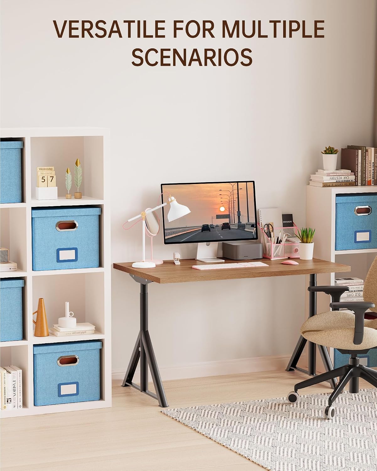 Thumbnail 5 de Oterri AM03118 File Organizer, Foldable Sky-Blue Linen Box for Letter and Legal Files