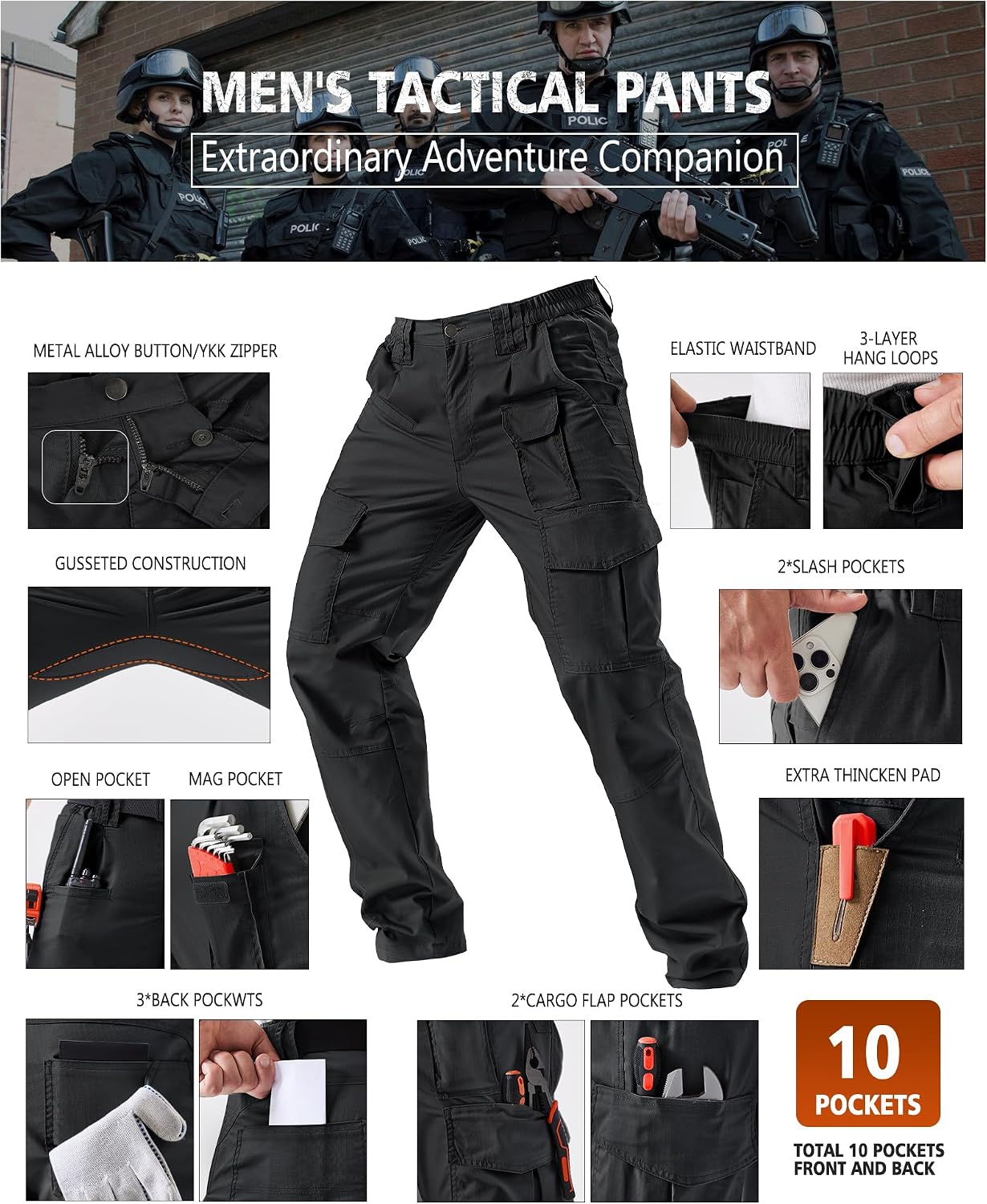 Detalle de IGOLUMON Work Trousers Men Cargo Stretch Fit Tactical Work Pants with Multi-Pockets